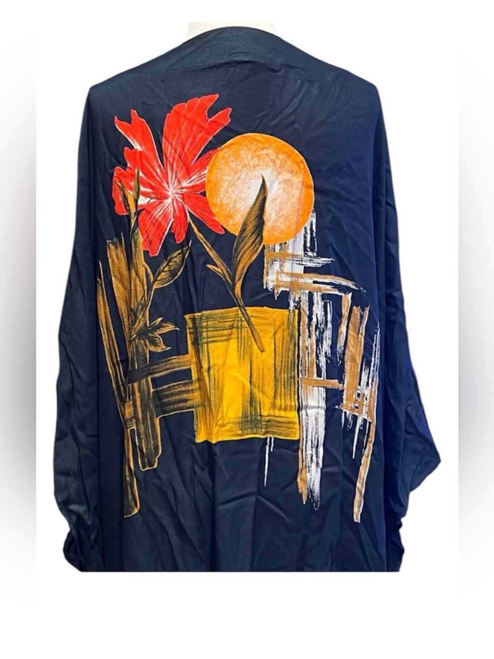 Mirror Image kimono poncho blouse 1X Asian inspired